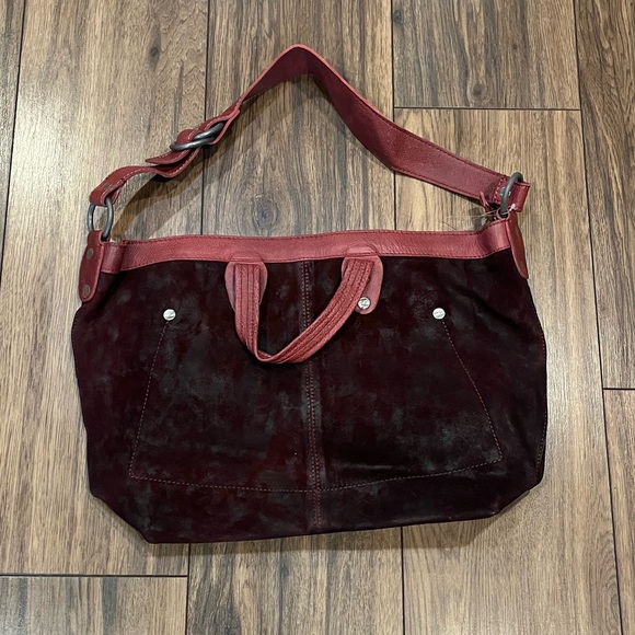 New Free People We The Free Vintage Red Burgundy Distressed Tote - Picture 4 of 8